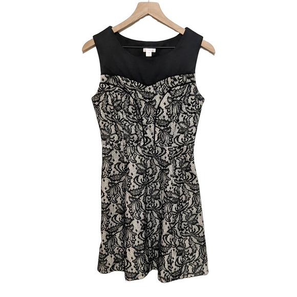 Xhilaration M Black Lace Overlay Sleeveless Dress Fit and Flare Side Zip Closure - Picture 1 of 4